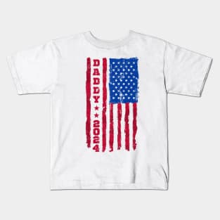 Promoted to daddy 2024 us american flag pregnancy annouce Kids T-Shirt